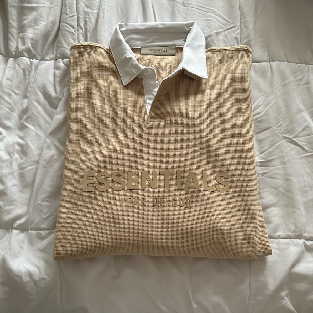 Essentials Waffle Knit Collard Shirt Size Medium
